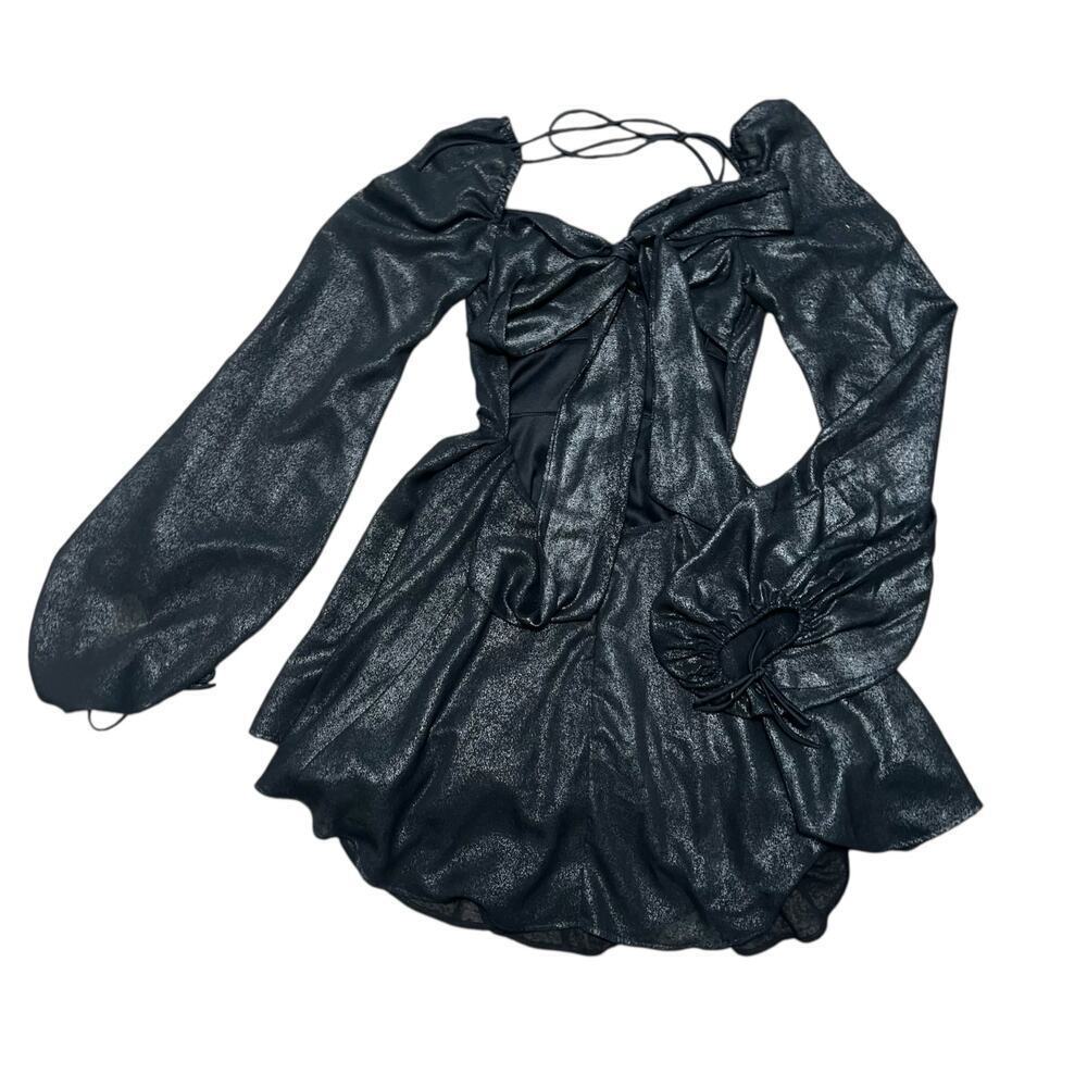 LUCY IN THE SKY Black Shimmer Chiffon Fit & Flare Dress Size S - Picture 3 of 8
